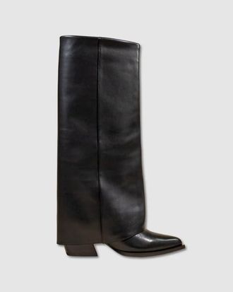 Mi-Mai Joan Leather Cuff Boots in Black at Nordstrom, Size 10