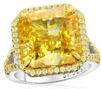 Suzy Levian Gala Yellow Asscher Cut Cubic Zirconia Halo Engagement Ring at Nordstrom Rack, Size 5