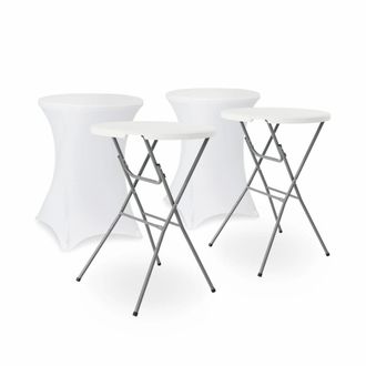 Sweeek Mesa alta plegable con funda protectora para eventos, set de 2