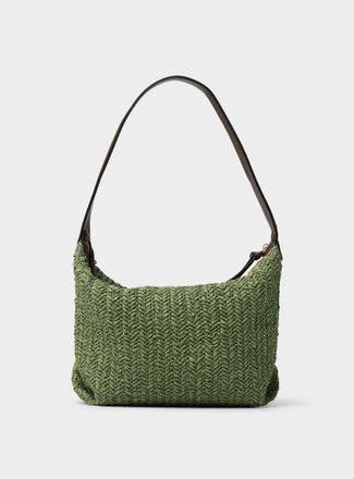 Simons Womens Folded corner braided straw shoulder bag