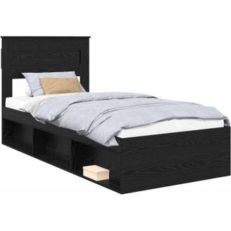 vidaXL Estructura De Cama Negro 100 X 200 Cm Madera De Pino Macizo Vidaxl