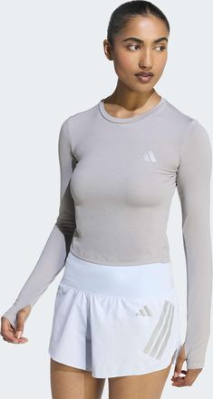 adidas Laufshirt ADIDAS PERFORMANCE ADI365 RUNNING ESSENTIALS LONGSLEEVE, Damen, Gr. XXL, medium grau heather, Obermaterial: 88% Polyester, 12% Elasthan, Run