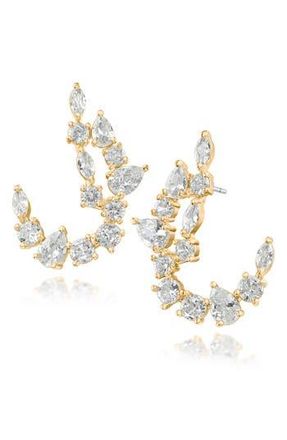 Kenneth Jay Lane Mixed Cubic Zirconia Curved Drop Earrings in Gold at Nordstrom Rack