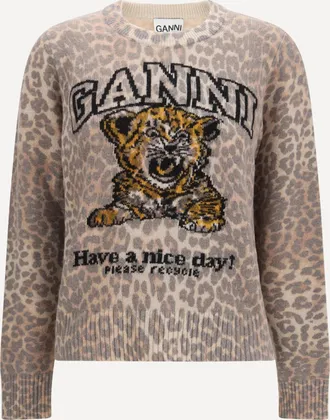 Ganni Maglione con stampa tigre Woman XS
