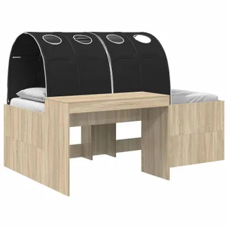 vidaXL Letto Con Tunnel 3 Pz Rovere Artigianale E Nero Vidaxl