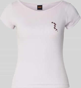 Boss Orange by Hugo Boss BOSS Orange Slim Fit T-Shirt aus Baumwoll-Mix Modell C_Etine in Flieder, Gr&ouml;&szlig;e XL