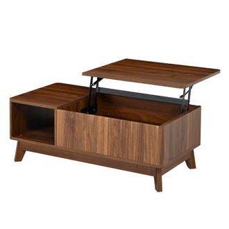 Urban Meuble Mesa de centro elevable efecto nogal con 1 nicho, 95x48 cm