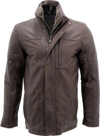Infinity Mens Mid Length Classic Warm Brown Leather Jacket XL