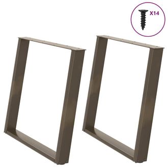 Berkfield Home vidXL Dining Table Legs U-Shaped 2 pcs Natural Steel 100x(72-73) cm Steel in Brown