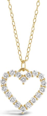 Sterling Forever Sterling Silver Cubic Zirconia Outline Heart Pendant Necklace