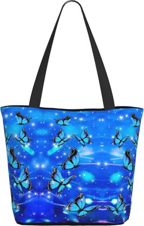 AOOEDM Beautiful Blue Butterflies Ladies Shopping Bag 13x11x7in.The Perfect ValentineS Day Gift.It Is The Best ValentineS Day Gift For Mom, Daughter, Wife,Et