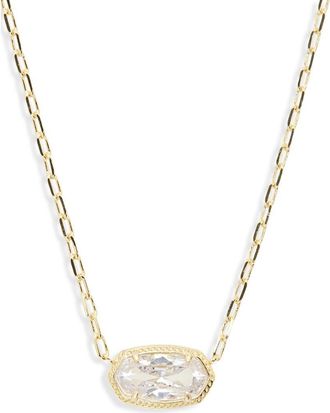 Kendra Scott Elisa Luxe Short Pendant Necklace in Gold White Cubic Zirconia at Nordstrom