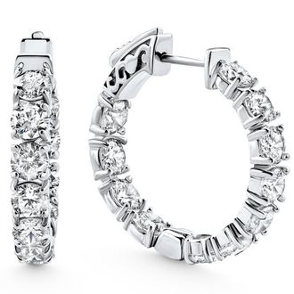 Pompeii3 3 3/4Ct Diamond Inside Outside Hoops 14k Gold 1 Lab Grown Womens Earrings