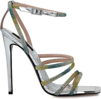 Philipp Plein Mirror 120mm crystal-embellished sandals - women - Other fibres - 38 - Silver