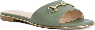 Dune London Womens Ladies Leonies - Flat Leather Slip-On Mule - Green - Size UK 6
