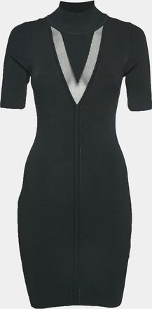 Cushnie Black Rib Knit High Neck Bodycon Mini Dress