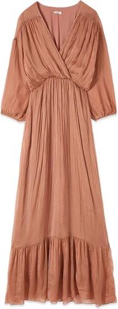 Oltre Lange jurk van voile met zijdemix - Dames - Avondkleed - Bruin - XS - Kleedjes
