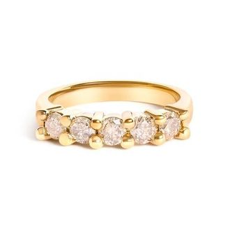 House of Brilliance Silver 1.0 Cttw Round Diamond 5 Stone Band Ring in Yellow at Nordstrom, Size 8