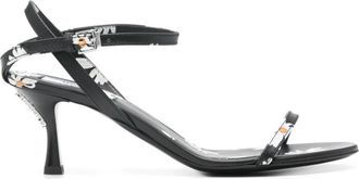 Moschino Sandalen met gespsluiting - Dames - Sandalen met hakken - Zwart - 38 EU - Leer - Schoenen