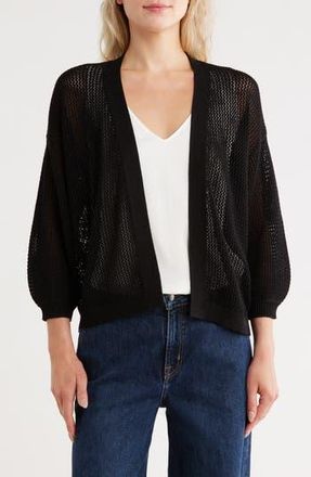 Nordstrom Open Stitch Front Cotton Cardigan in Black at Nordstrom Rack, Size X-Large