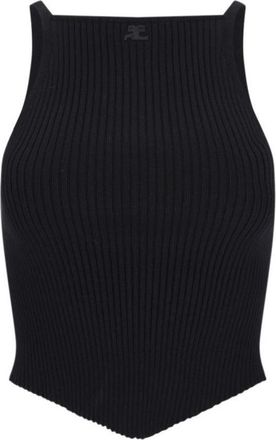 Courr&egrave;ges Ribbed Knit Top - Black