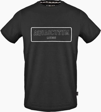 Aquascutum Mens Arch Lettering Crew Neck Short Sleeve Jersey T-Shirt - Black - Size: 2X large