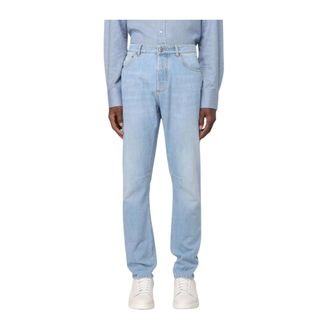 Brunello Cucinelli Jeans, Heren, Blauw, L, Lichtgewassen Straight Leg Jeans