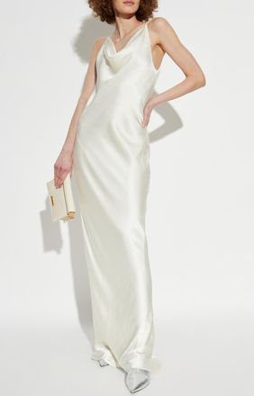 Rotate Silk Dress, Womens, Cream