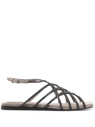 Brunello Cucinelli 15mm buckle-fastening open-toe sandals - Grey
