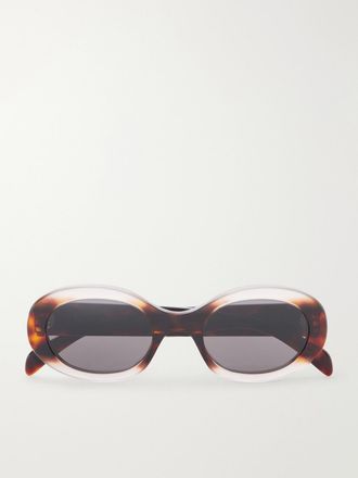 Celine Occhiali Da Sole In Acetato Tartarugato Con Montatura Ovale Triomphe - Rosso