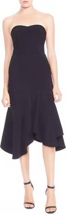 Halston Heritage Strapless Flounce Fit & Flare Dress In Black