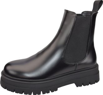 Generic Womens Chelsea Ankle Boots, Black Chunky Sole Slip On Casual Walking Shoes (Black, One Size, UK Footwear Size System, Adult, Women, Numeric, Medium, 5