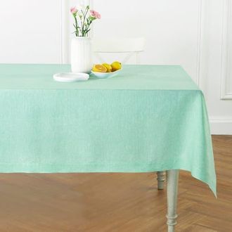 Solino Home Linen Tablecloth for Dining Table, Holiday and Everyday Table Decor - Athena in Chambray Aqua at Nordstrom, Size Small