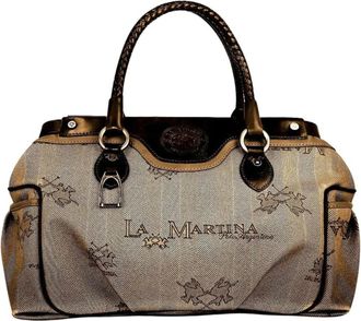 La Martina Handtas met Slot Villa Real - Dames - Handtassen - Beige - ONE Size - Katoen - Tassen