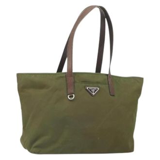 Prada Pre-owned Tote Bags, female, Green, Size: ONE SIZE Pre-owned Vintage Nylon Tote Bag