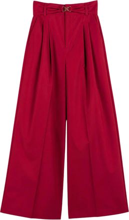 Twin-Set High-Waist Wide-Leg Pants with Pleated Front Detail