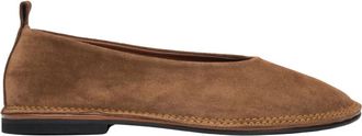 Estro & Luminara Schoenen, Dames, Bruin, 38 EU, Leer, Bruine Zachte Velours Ballet Flats voor Vrouwen