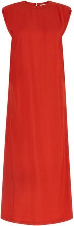 Nude Red Round Neck Maxi Dress