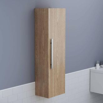 NRG 1200mm Oak Effect Wall Mounted Tall Bathroom Storage Unit
