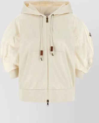 Moncler short sleeve hooded top ribbed hem