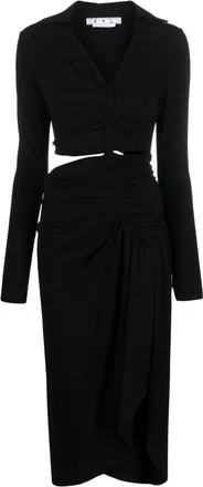 Off-white cut-out draped dress - women - Viscose/Spandex/Elastane - 44 - Black