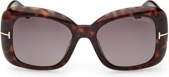 Tom Ford 52mm Gradient Square Sunglasses in Dark Havana/roviex Lens at Nordstrom