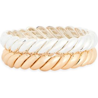 Leith Set of 2 Stretch Bracelets in Gold- Silver at Nordstrom Rack