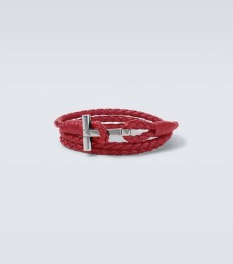 Tom Ford T braided leather bracelet