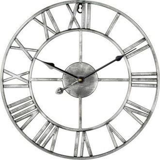 OEM Reloj De Pared - Metal Redondo - 47 Cm - Movimiento De Cuarzo Silencioso - Pilas Aa - Blanco - Para Sal&oacute;n Dormitorio Cocina Jard&iacute;n - 1 Unidad