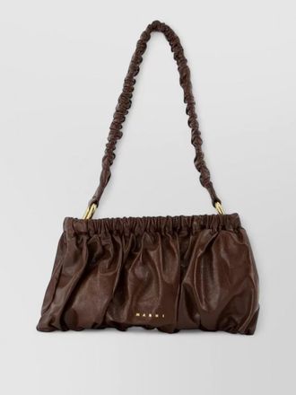 Marni ruched leather shoulder clutch bag