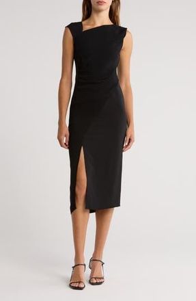 Reiss Miller Asymmetric Midi Dress in Black at Nordstrom Rack, Size 2 Us / 6 Uk