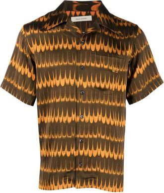 Wales Bonner Rhythm Shirt - Heren - Korte mouwen Overhemden - Bruin - S - Denim - Overhemden