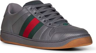 Gucci Mens Sneakers Screener Dark Grey Leather Calf Trainers