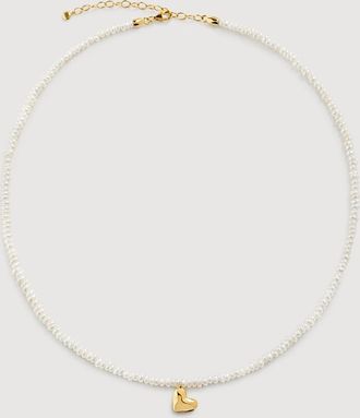 Monica Vinader Gold Heart Mini Pearl Necklace Pearl